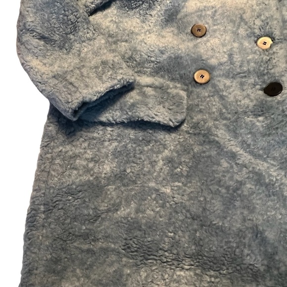 ZARA BASIC Oversized Lined Wool Blend Teddy Coat in Beautiful Blue Size Small - Picture 5 of 5
